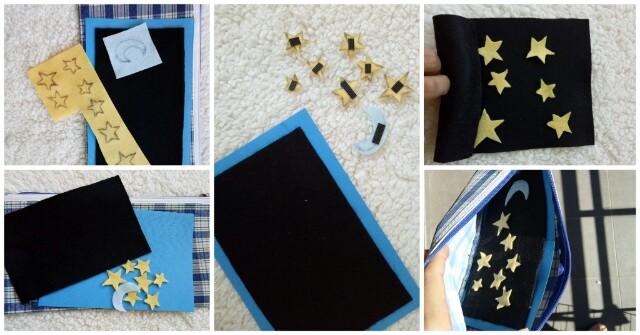 busy bag activity using felt sheets, felt stickers