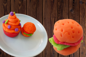 play dough cupcake and burger