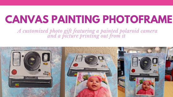 Painted Polaroid camera photoframe