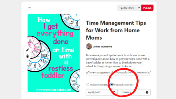Schedule pins on pinterest